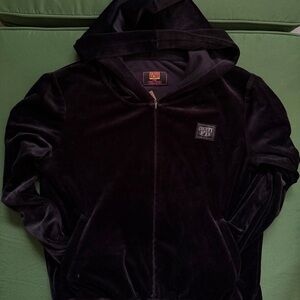 FB County Black Velour Hoodie